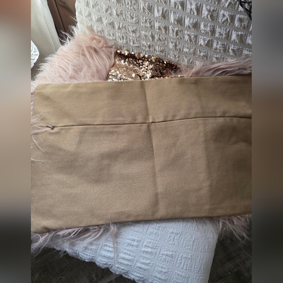 Luxurious Pink Sequin and Fur Throw Pillows 12x19 - Picture 5 of 5